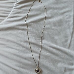Kay Jewelers Silver Heart Necklace with Purple Accent